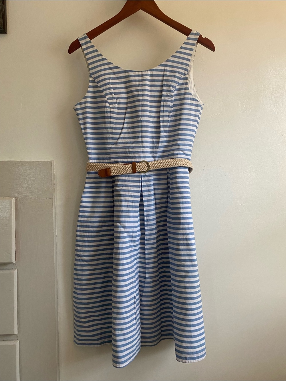 Jones New York Blue and White Striped Dress